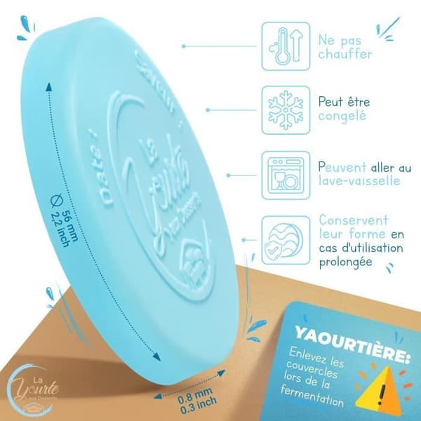 Parti med 30 lock för yoghurtgrytor typ la laitière och andra märken med en diameter på 56 mm säljs kommersiellt