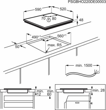 Indbygget induktionskogeplade, LIB60424CK, Electrolux