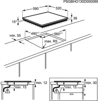 Indbygget keramisk kogeplade EHF6343FOK, Electrolux