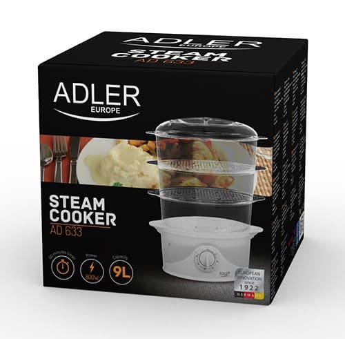 Adler AD 633 dampkoger 3 kurv(e) Hvid Fritstående 800 W
