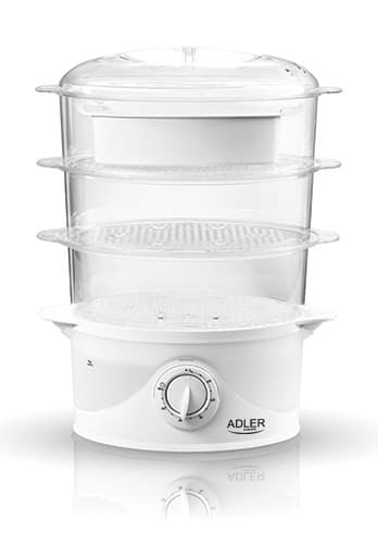 Adler AD 633 dampkoger 3 kurv(e) Hvid Fritstående 800 W