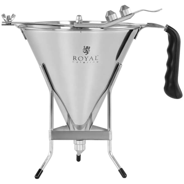 Royal Catering Doseringstratt - 1,8 L - Rostfritt stål - 3 spritstyllar - Ergonomiskt handtag