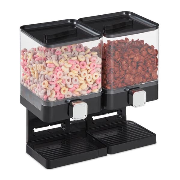 Cereals dispenser - Cedis - Dubbel - Svart, transparent, silver - 31x33x19 cm - 3,5L