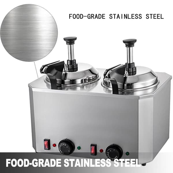 1300W 30-110°C 5L multifunktionell elektrisk Nacho ostvärmare dispenser med 2 pumpar, stor kapacitet, lätt att använda och rengöra