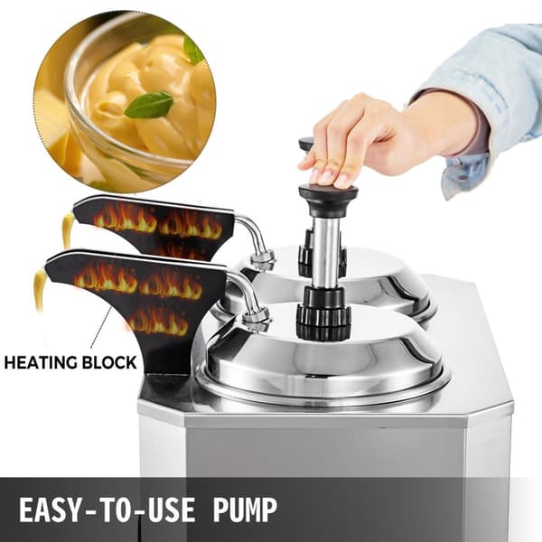 1300W 30-110°C 5L multifunktionell elektrisk Nacho ostvärmare dispenser med 2 pumpar, stor kapacitet, lätt att använda och rengöra