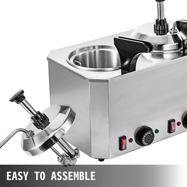 1300W 30-110°C 5L multifunktionell elektrisk Nacho ostvärmare dispenser med 2 pumpar, stor kapacitet, lätt att använda och rengöra