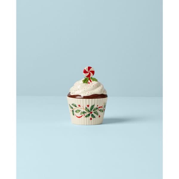 Lenox - 886642 - Bakeshop som är värd för julen Cupcake-godisfat, porslin, rött och grönt