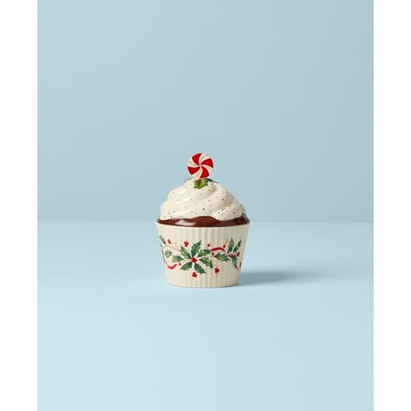 Lenox - 886642 - Bakeshop som är värd för julen Cupcake-godisfat, porslin, rött och grönt