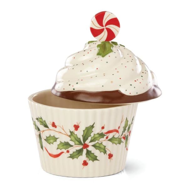 Lenox - 886642 - Bakeshop som är värd för julen Cupcake-godisfat, porslin, rött och grönt