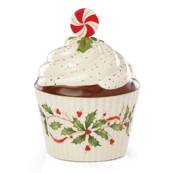 Lenox - 886642 - Bakeshop som är värd för julen Cupcake-godisfat, porslin, rött och grönt