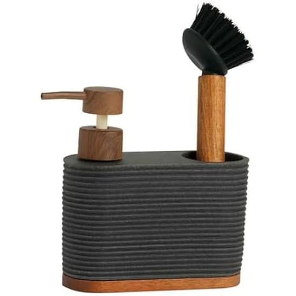 ANDREA HOUSE Polerad Grå/Acacia Dispenser