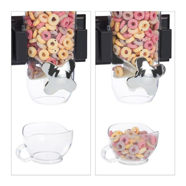 Relaxdays Cereal Dispenser, väggmontering, 1,7 L, godis, torra livsmedel, HLP 31x16x14 cm, svart