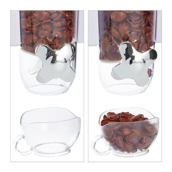 Relaxdays Cereal Dispenser, väggmontering, 1,7 L, godis, torra livsmedel, HLP 31x16x14 cm, vit