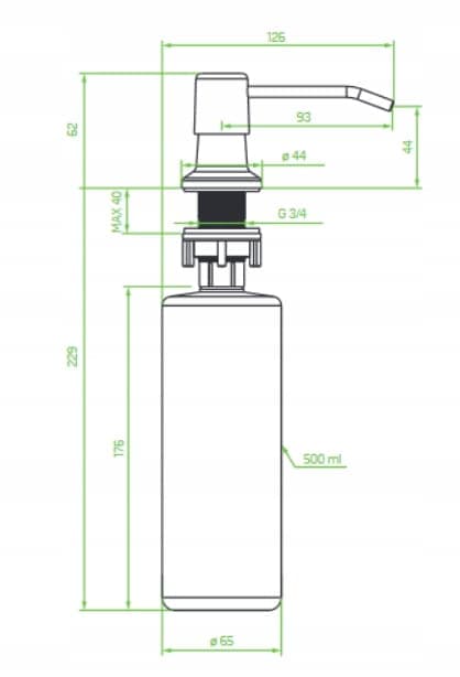 500 ml beige diskmedelsbehållare för installation i diskho