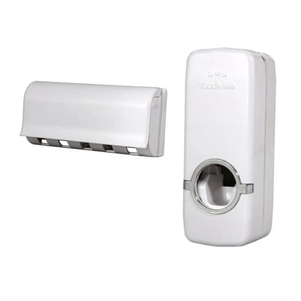 Automatisk tandkrämsdispenser + tandborsthållare Vit