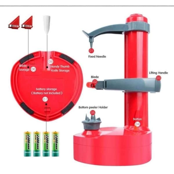 Automatisk elektrisk potatis- och fruktskalare - Vit - 700g - 60 Watt - Halkskydd