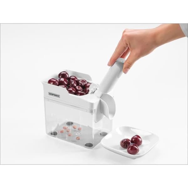 Dénötningsverktyg för körsbär Leifheit 3.0 Cherrymat 37211, bakverksverktyg, för att kärna ur upp till 15 kg körsbär på en timme.