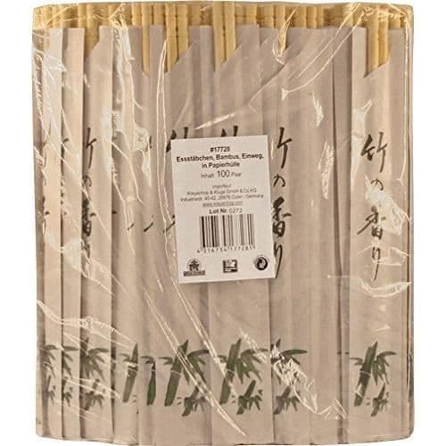 Kina 100 par par engångspinnar i bambu, individuellt förpackade, 21 cm - 4535
