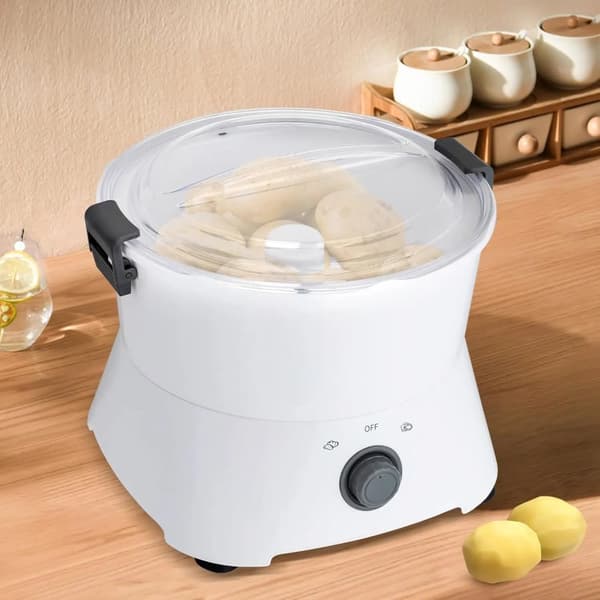 Elektrisk Potatis Skalare, 85W Kraftfull Motor, Stort Kapacitet,VIT