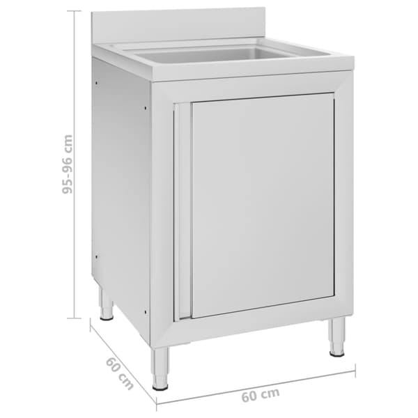 vidaXL Diskho för storkök 60x60x96 cm rostfritt stål
