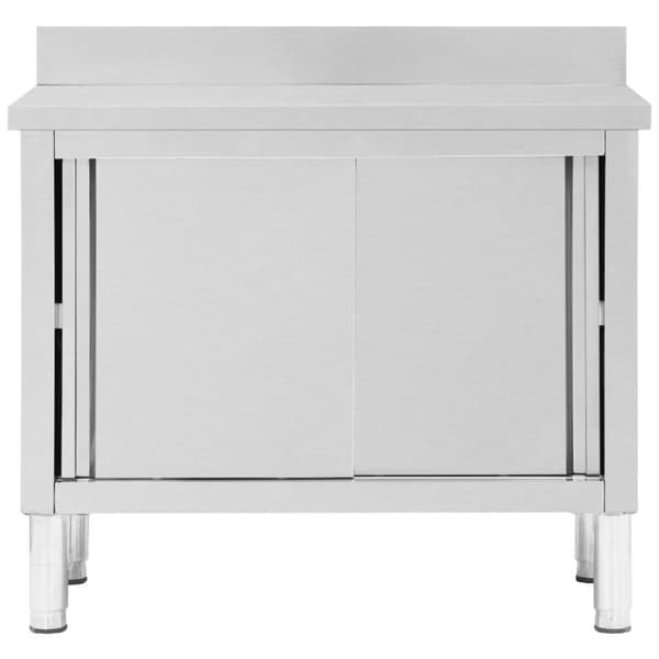 vidaXL Arbeidsbord med skyvedører 100x50x(95-97) cm rustfritt stål