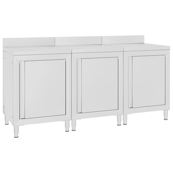 vidaXL kommercielt køkkenbord med skab 180x60x96 cm rustfrit stål