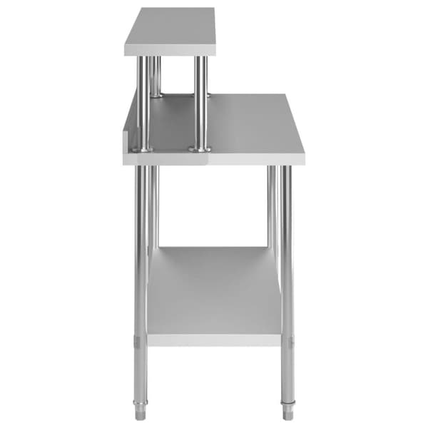 vidaXL Keittiön työpöytä ylähyllyllä 120x60x120 cm ruostumaton teräs