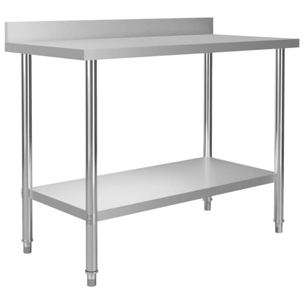 vidaXL Keittiön työpöytä ylähyllyllä 120x60x120 cm ruostumaton teräs
