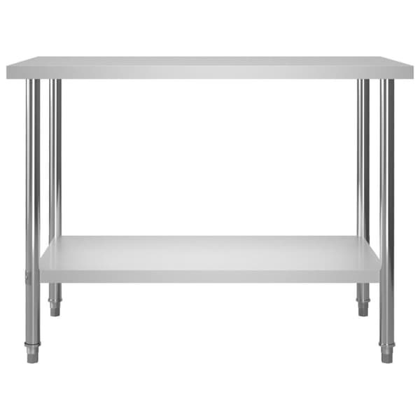 vidaXL arbejdsbord til køkken med tophylde 120x60x150 cm rustfrit stål
