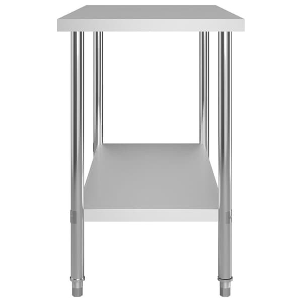 vidaXL arbejdsbord til køkken med tophylde 120x60x150 cm rustfrit stål