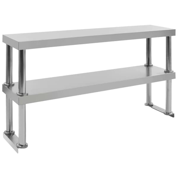 vidaXL Arbetsbord med överhylla 120x60x150 cm rostfritt stål