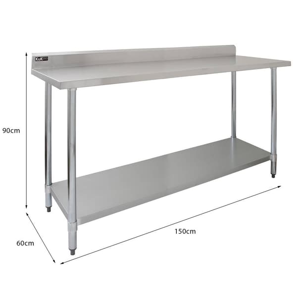 150 cm Cateringbänk med Dubbla Överhyllor