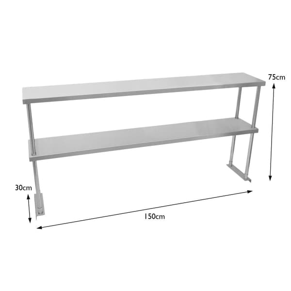150 cm Cateringbänk med Dubbla Överhyllor