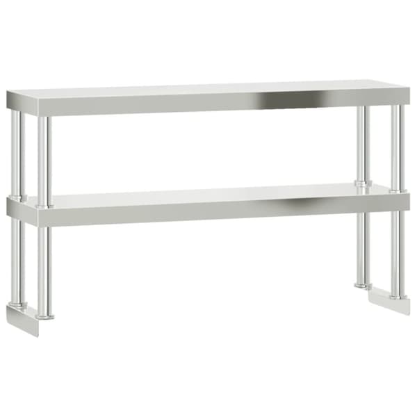 vidaXL Keittiön työpöytä ylähyllyllä 110x55x150 cm ruostumaton teräs