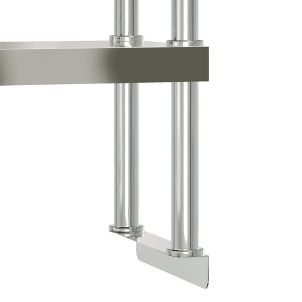 vidaXL Keittiön työpöytä ylähyllyllä 110x55x150 cm ruostumaton teräs
