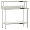Miniatyrbilde 1 av 9: vidaXL Kjøkkenbenk med overhylle 110x55x120 cm rustfritt stål