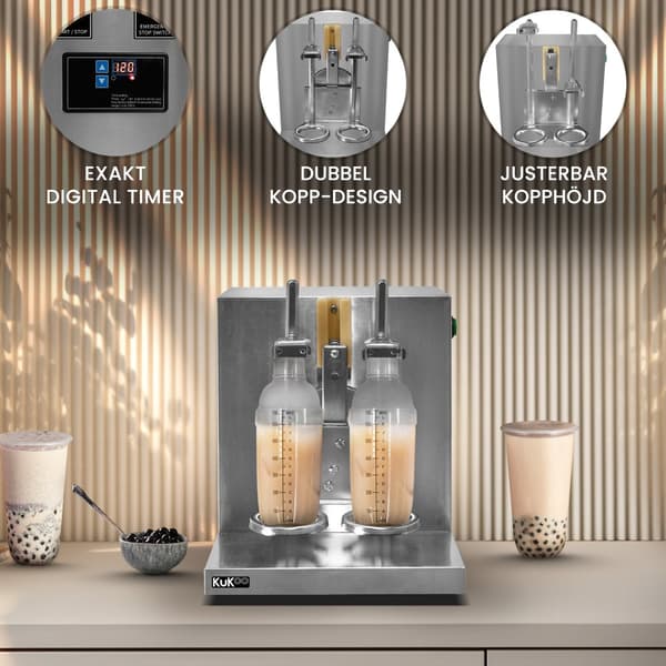 Automatisk Bubble Tea-shaker & 2 700 ml Shakermuggar Rostfritt Stål 350 ml - 1000 ml Timer 6 - 120 Sekunder Dryckblandare Bubble Boba Milk Cocktail