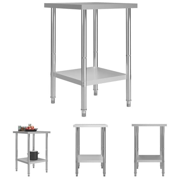 The Living Store arbejdsbord til køkken 60x60x85 cm rustfrit stål -  Catering