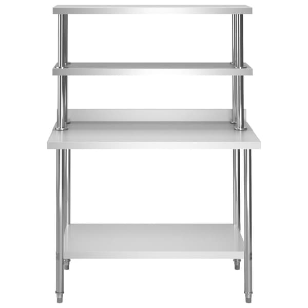 The Living Store arbejdsbord til køkken med tophylde 120x60x150 cm rustfrit stål -  Catering