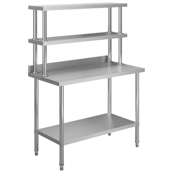 The Living Store arbejdsbord til køkken med tophylde 120x60x150 cm rustfrit stål -  Catering