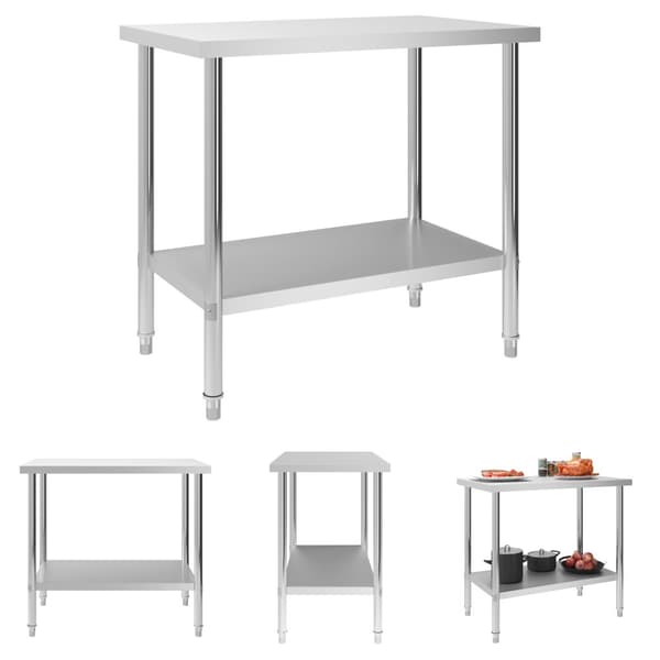 The Living Store arbejdsbord til køkken 100x60x85 cm rustfrit stål -  Catering