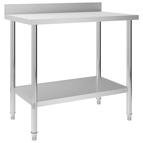 The Living Store arbejdsbord til køkken m. stænkplade 100x60x93 cm rustfrit stål -  Catering