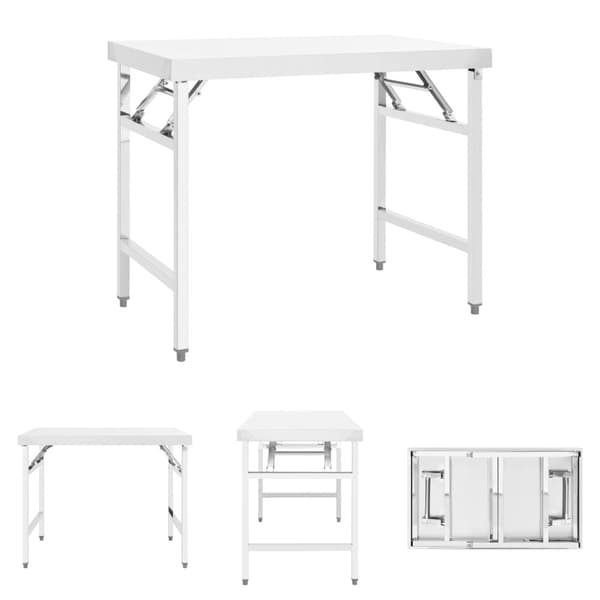 The Living Store foldbart arbejdsbord til køkken 100x60x80 cm rustfrit stål -  Catering