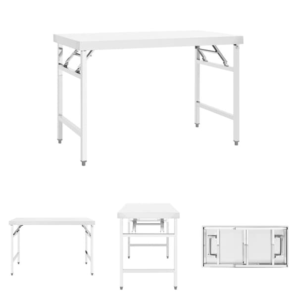The Living Store foldbart arbejdsbord til køkken 120x60x80 cm rustfrit stål -  Catering