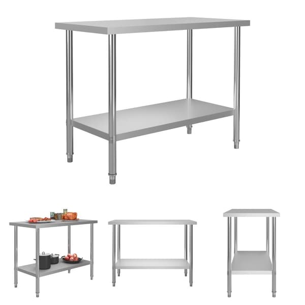The Living Store arbejdsbord til køkken 120x60x85 cm rustfrit stål -  Catering