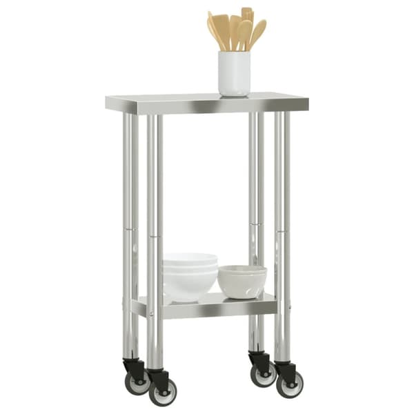 The Living Store Arbetsbord med hjul 55x30x85 cm rostfritt stål - Livsmedelsservice