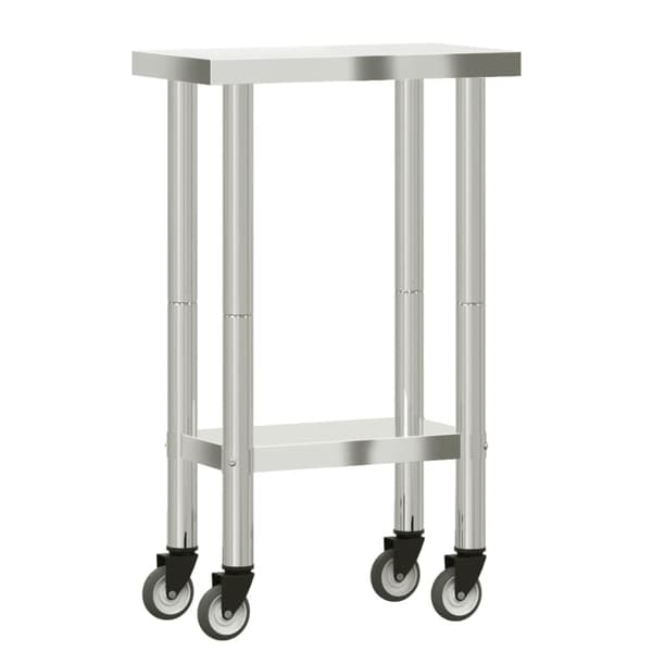 The Living Store Arbetsbord med hjul 55x30x85 cm rostfritt stål - Livsmedelsservice