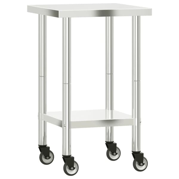 The Living Store Arbetsbord med hjul 55x55x85 cm rostfritt stål - Livsmedelsservice