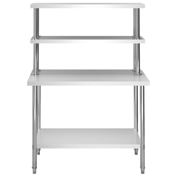 Catering - Living arbejdsbord til køkken med tophylde 120x60x150 cm rustfrit stål