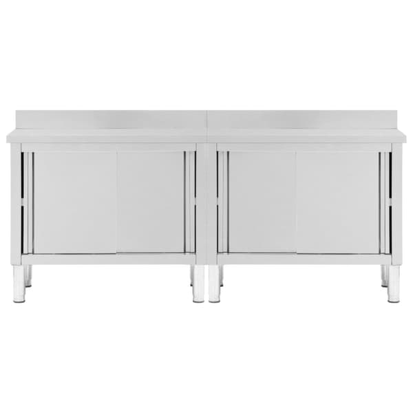 Catering - Living arbejdsborde m. skydedøre 2 stk. 200x50x(95-97)cm rustfrit stål